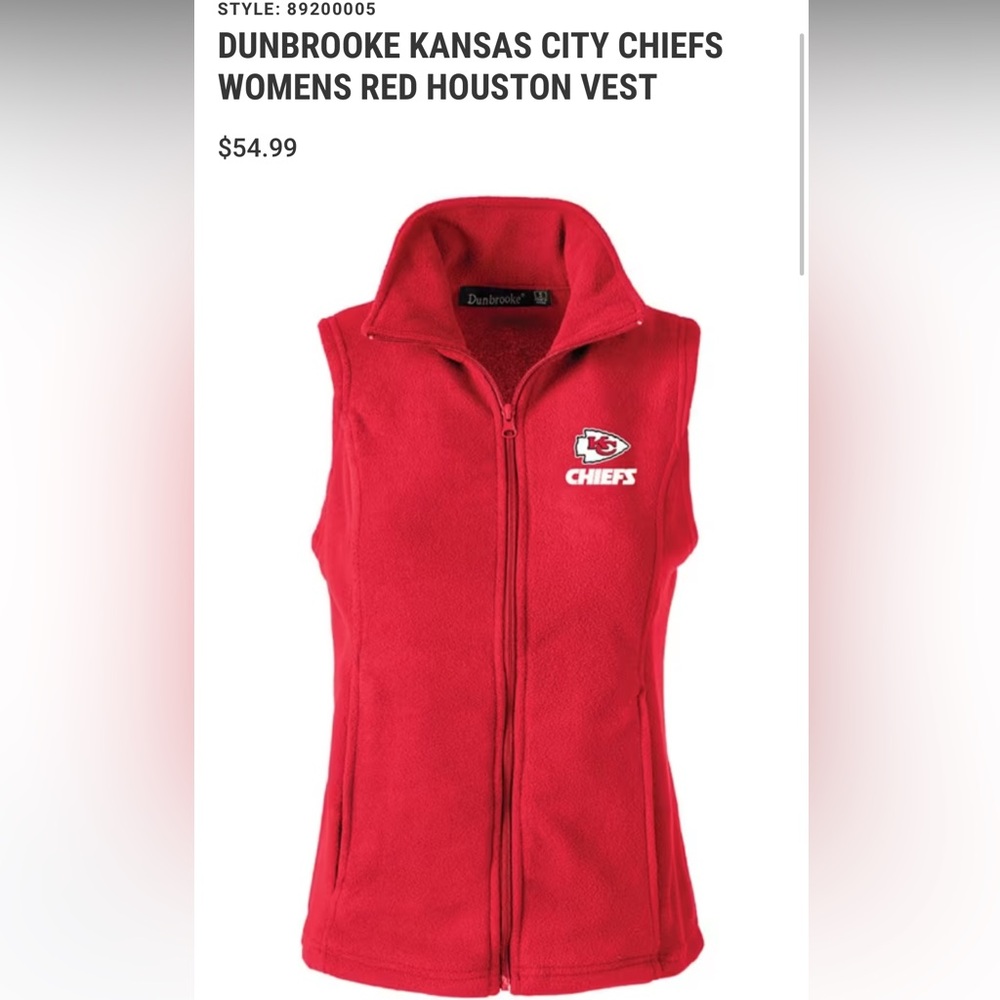 Women’s Dunbrooke Kansas City Chiefs Vest. **DAMAGED ZIPPER** size XL